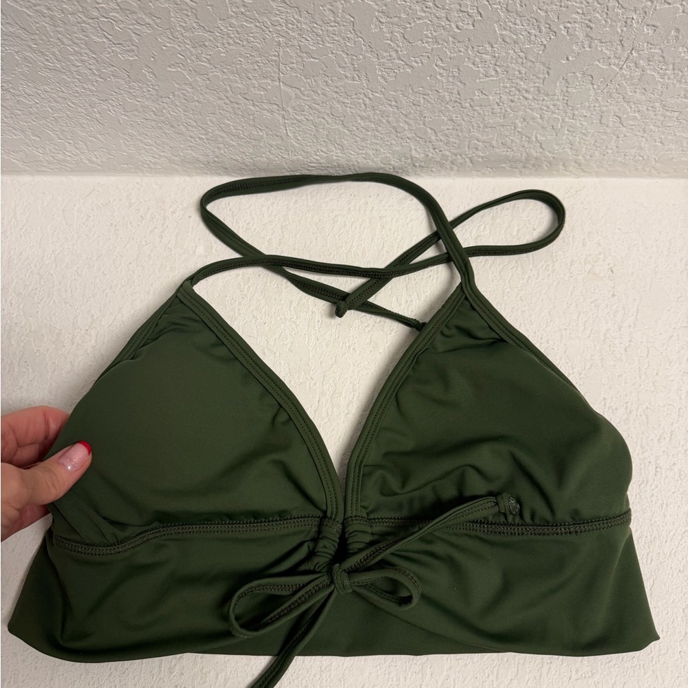 Custom Miami Push-up halter Swim Top Green Halter Bikini Top L